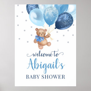 Teddy Bear Bearly Wait Welcome Baby Shower Poster ポスター