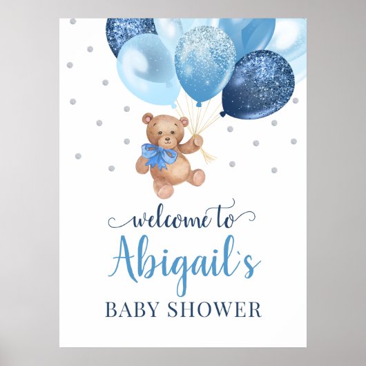 Teddy Bear Bearly Wait Welcome Baby Shower Poster ポスター (正面)