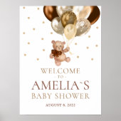 Teddy Bear Bearly Wait Welcome Baby Shower Poster ポスター (正面)