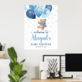 Teddy Bear Bearly Wait Welcome Baby Shower Poster ポスター (ホームオフィス)