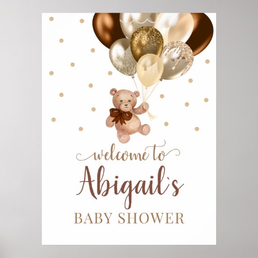 Teddy Bear Bearly Wait Welcome Baby Shower Poster ポスター (正面)