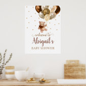 Teddy Bear Bearly Wait Welcome Baby Shower Poster ポスター (キッチン)