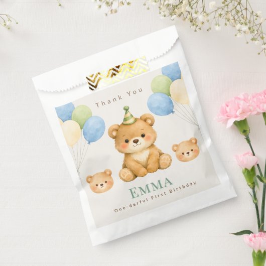 Teddy Bear Birthday Favor Bag フェイバーバッグ (封をした状態)