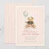 Teddy Bear Birthday Invitation 招待状 (正面/裏面)