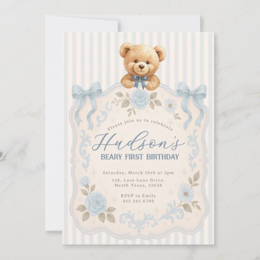 Teddy Bear Birthday Invitation 招待状 (正面)