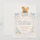 Teddy Bear Birthday Invitation 招待状 (正面/裏面)