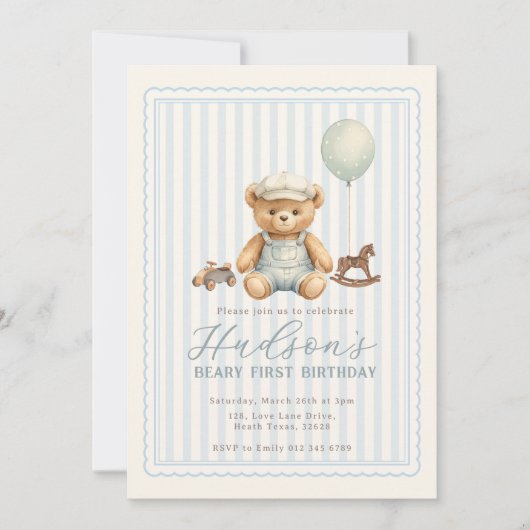 Teddy Bear Birthday Invitation 招待状 (正面)