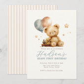 Teddy Bear Birthday Invitation 招待状 (正面/裏面)