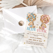 Teddy Bear BlueまたはPink Gender Reveal 招待状
