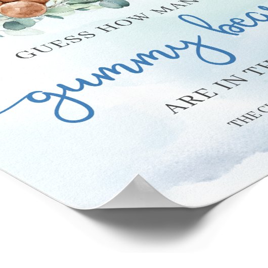 Teddy bear blueフローラ推測どれだけ多くのグミベア ポスター (角)