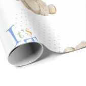 Teddy Bear Blue双子の赤ちゃんシャワー ラッピングペーパー (ロールコーナー)