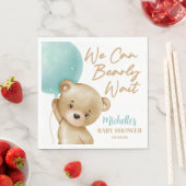 Teddy Bear Blue我々は赤ちゃんシャワーを待つことができる スタンダードランチョンナプキン (インサイチュ)