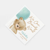 Teddy Bear Blue我々は赤ちゃんシャワーを待つことができる スタンダードランチョンナプキン (角)