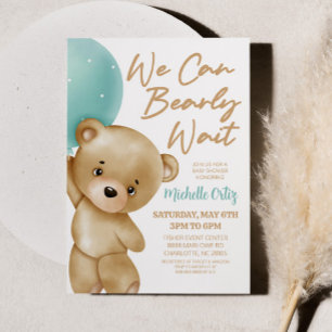 Teddy Bear Blue我々は赤ちゃんシャワーを待つことができる 招待状