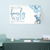 Teddy Bear Blue我々は赤ちゃんシャワーを待つことができる 横断幕 (トレードショー)