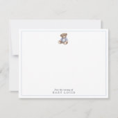 Teddy Bear Blue and Green Plaid Preppy Note card 招待状 (正面)