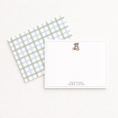 Teddy Bear Blue and Green Plaid Preppy Note card 招待状