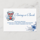 Teddy Bear Blue Baby Shower Bring a Book エンクロージャーカード (正面)
