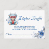 Teddy Bear Blue Baby Shower Diaper Raffle エンクロージャーカード (正面)