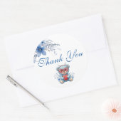 Teddy Bear Blue Baby Shower Thank You ラウンドシール (封筒)