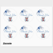 Teddy Bear Blue Baby Shower Thank You ラウンドシール (シート)