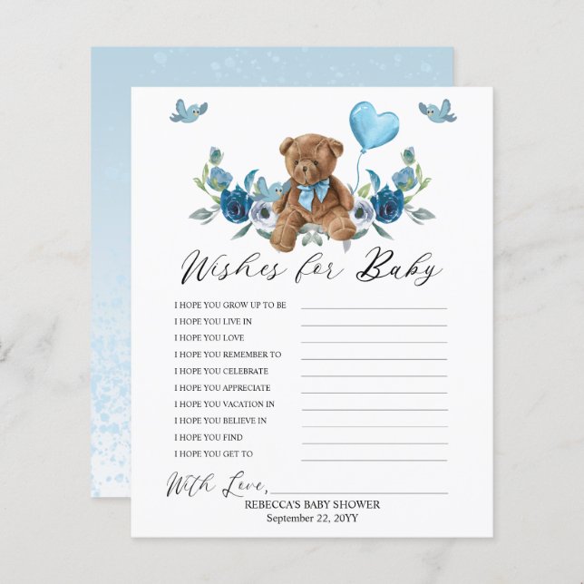 Teddy Bear Blue Balloonがベビー (正面/裏面)