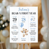 Teddy Bear Blue Balloon Beary First Year Milestone ポスター