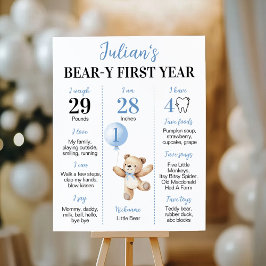 Teddy Bear Blue Balloon Beary First Year Milestone ポスター