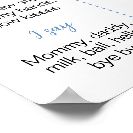 Teddy Bear Blue Balloon Beary First Year Milestone ポスター (角)