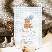 Teddy Bear Blue Balloon Boy Baby Shower 招待状