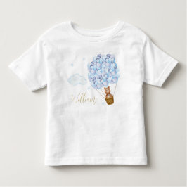 Teddy Bear Blue Balloons金ゴールドスクリプト トドラーTシャツ