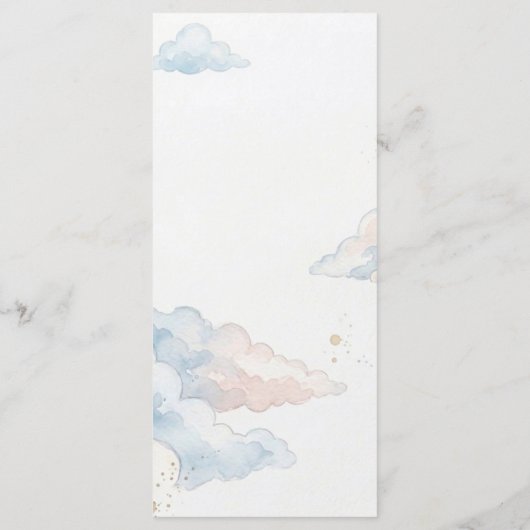 Teddy Bear Blue Balloons Blue Bow Clouds Baby Boy メニュー (裏面)