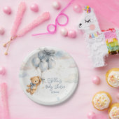  Teddy Bear Blue Balloons Clouds Baby Boy ペーパープレート (パーティー)