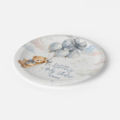  Teddy Bear Blue Balloons Clouds Baby Boy ペーパープレート (アングル)