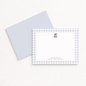 Teddy Bear Blue Gingham Preppy Nursery Note Card 招待状