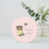 Teddy Bear Blush Pink Valentine's Day Card (スタンド正面)