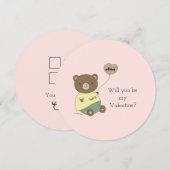 Teddy Bear Blush Pink Valentine's Day Card (正面/裏面)