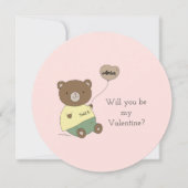 Teddy Bear Blush Pink Valentine's Day Card (正面)