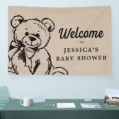 Teddy Bear Boho Baby Showerウェルカムサイン 横断幕 (トレードショー)