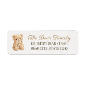 Teddy Bear Boho Baby Shower Return Address ラベル (正面)