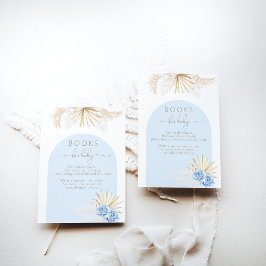 Teddy Bear Boho Blue Boy Baby Shower Book Request エンクロージャーカード