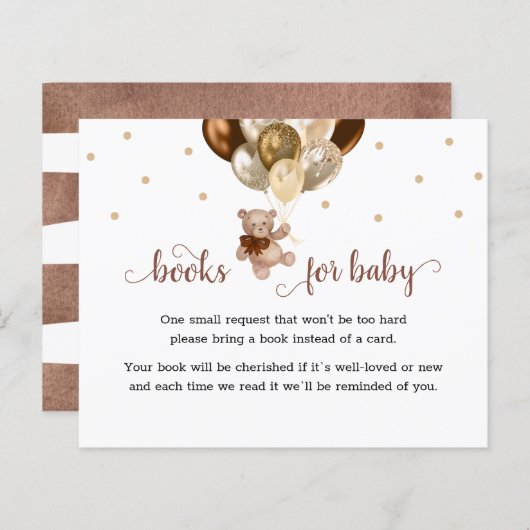 Teddy Bear Book Request Baby Shower Enclosure (正面/裏面)