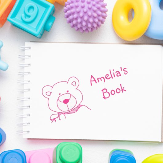 Teddy Bear Bookplate Stamp セルフインキングスタンプ