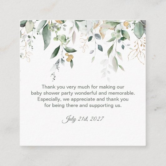 Teddy Bear Boy Baby Showerありがとう エンクロージャーカード (裏面)