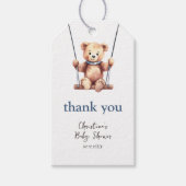 Teddy Bear Boy Baby Showerありがとう ギフトタグ (正面)