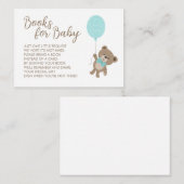 Teddy Bear Boy Baby Showerブルーバルーンブック エンクロージャーカード (正面/裏面)