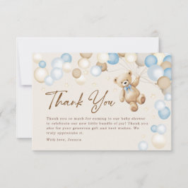 Teddy Bear Boy Baby Shower サンキューカード