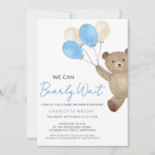Teddy Bear Boy Baby Shower 招待状 (正面)