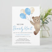 Teddy Bear Boy Baby Shower 招待状 (スタンド正面)