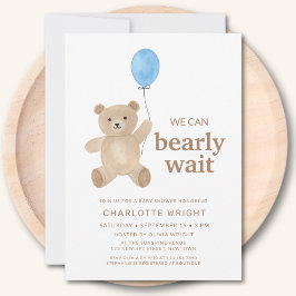 Teddy Bear Boy Baby Shower 招待状